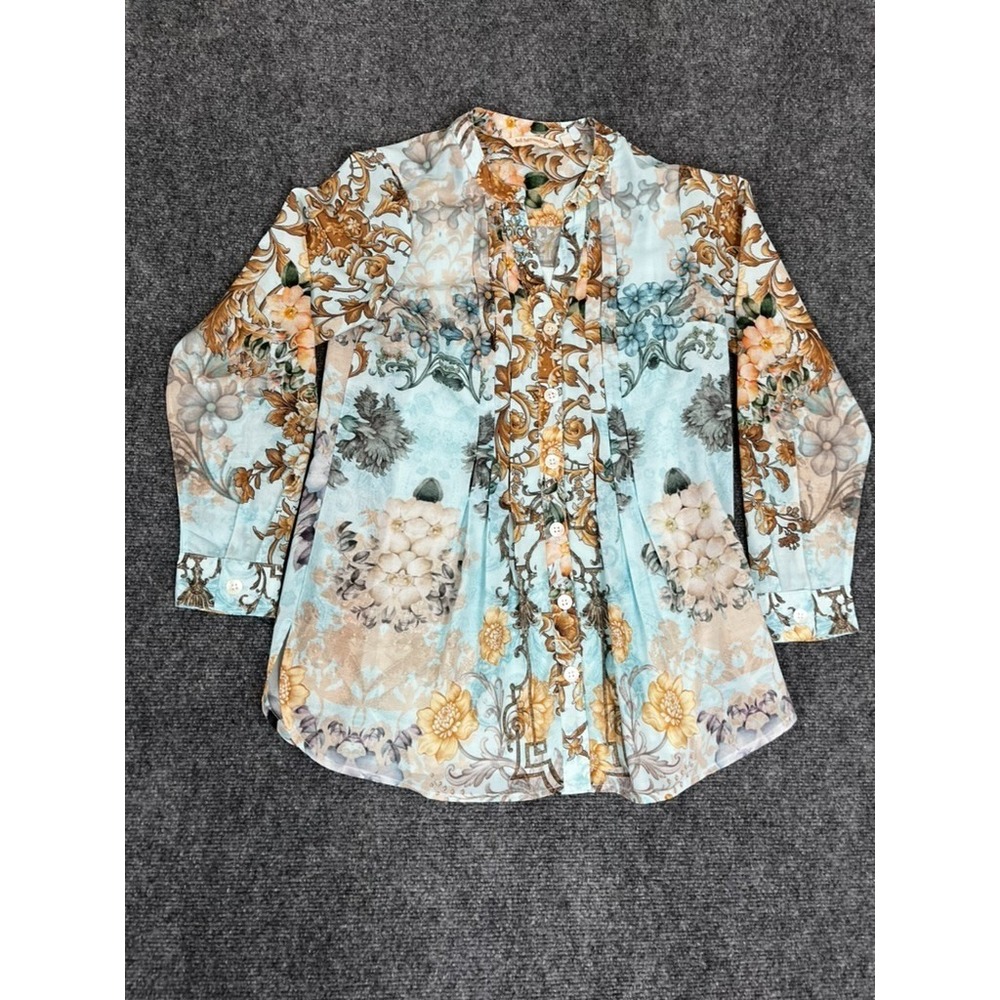 Soft Surroundings Baroque Womens Floral Blue Gold Top&Tank 2 Piece r SIZE XS‎